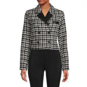 BCBGeneration Double Breasted Blazer Faux Leather Trim Jacket MEDIUM $148